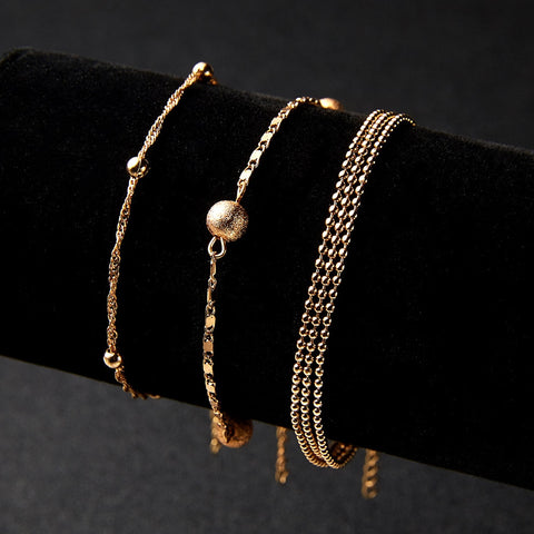2019 New Fashion Women Stainless Steel Charm Cuff Bracelet Bead Bangle Gold Chain Jewelry For Gifts Wholesale