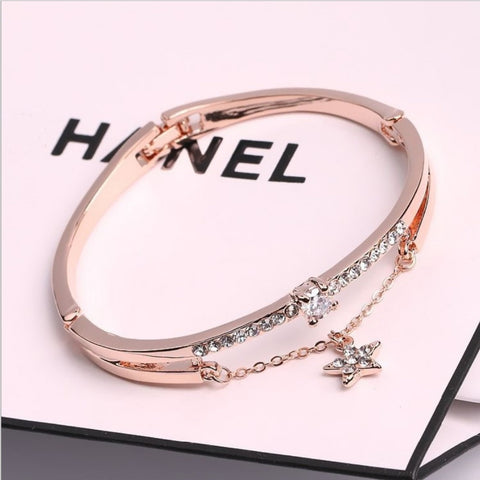 Luxury Famous Pandora Jewelry Rose Gold Stainless Steel Bracelets & Bangles Female Heart Forever Love Charm Bracelet For Women